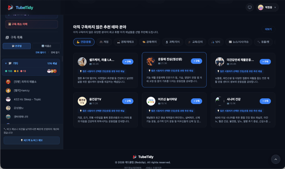 TubeTidy Dashboard Preview